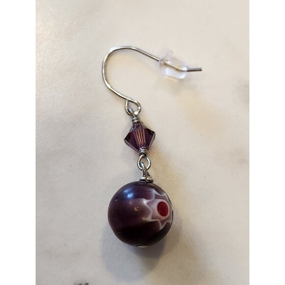 Sterling Silver Earrings With Crystalized Swarovski Elements & Purple Beads - Picture 5 of 5